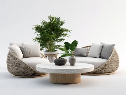 Canapé de jardin en rotin tressé 168 x 86 x 76 cm - beige naturel-blanc - pour jardin - ensemble avec deux canapés de dimensions différentes et table basse ronde-Sofagetloft