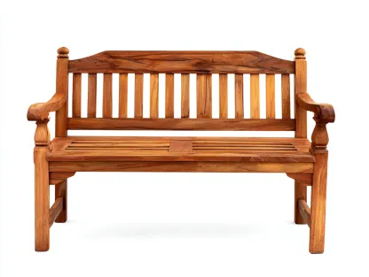 Banc de jardin en bois brun 125x58x92 cm - avec dossier et accoudoirs - pour extérieur - design classique-Sofagetloft