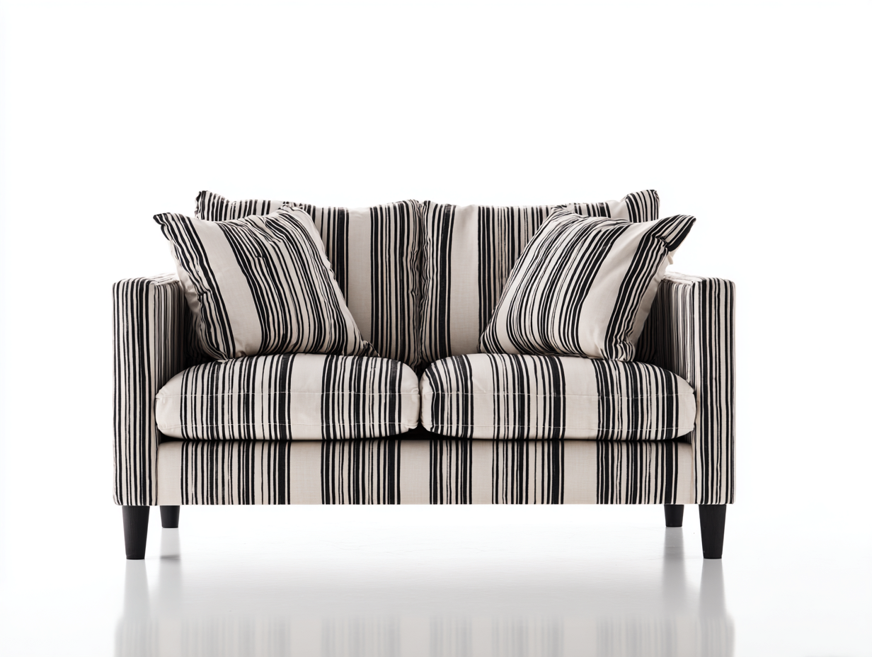 Canapé droit en tissu rayé blanc-noir 156x88x90 cm - pour salon - style moderne confortable-Cottaloft