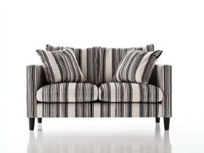 Canapé droit en tissu rayé blanc-noir 156x88x90 cm - pour salon - style moderne confortable-Cottaloft