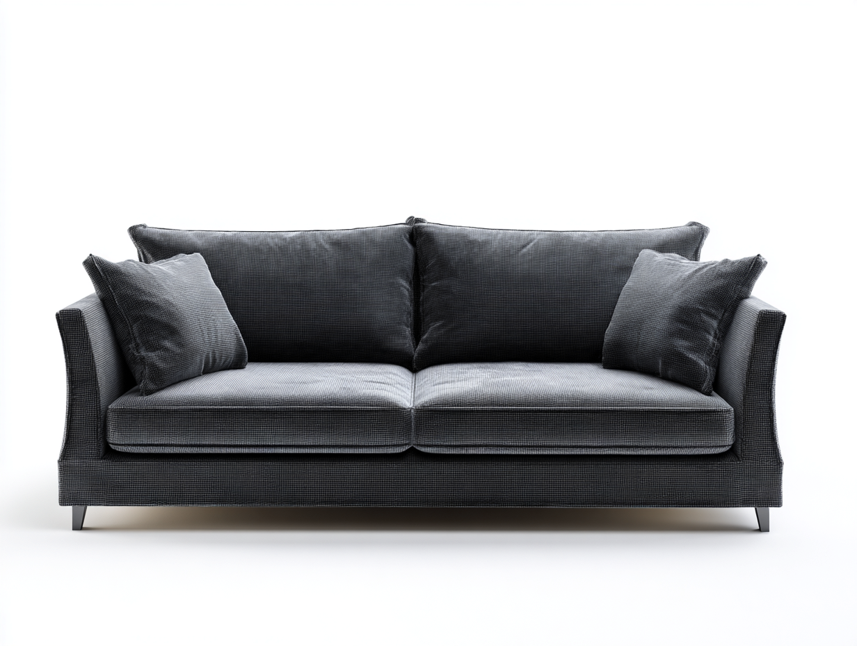 Canapé droit en tissu gris foncé 212x94x86 cm - pour salon - style moderne épuré-Cottaloft