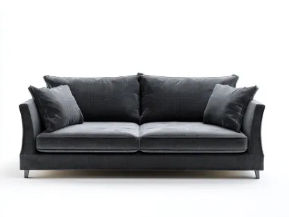 Canapé droit en tissu gris foncé 212x94x86 cm - pour salon - style moderne épuré-Cottaloft