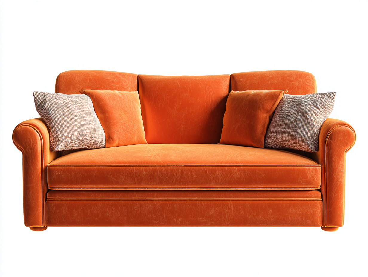 Canapé droit en tissu velours orange 182x90x88 cm - pour salon - style moderne confortable-Cottaloft