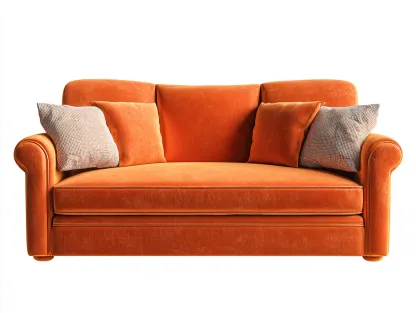 Canapé droit en tissu velours orange 182x90x88 cm - pour salon - style moderne confortable-Cottaloft