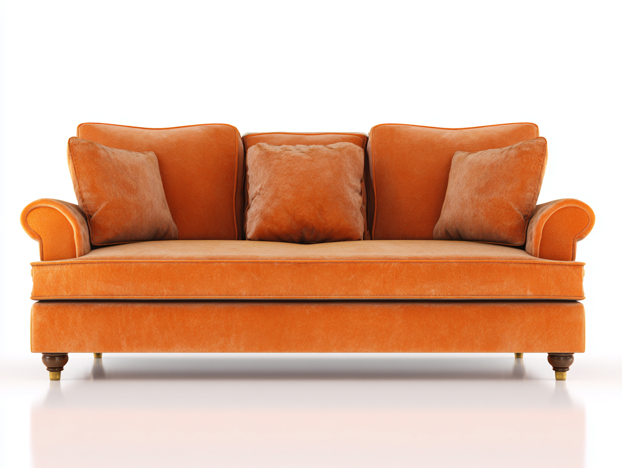Canapé droit en velours orange 200x90x88 cm pour salon - assise généreuse - style classique contemporain-Cottaloft