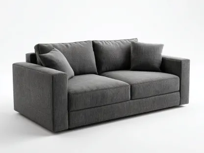 Canapé droit en tissu texturé gris foncé 198x90x82 cm pour salon - assise large - design moderne-Cottaloft