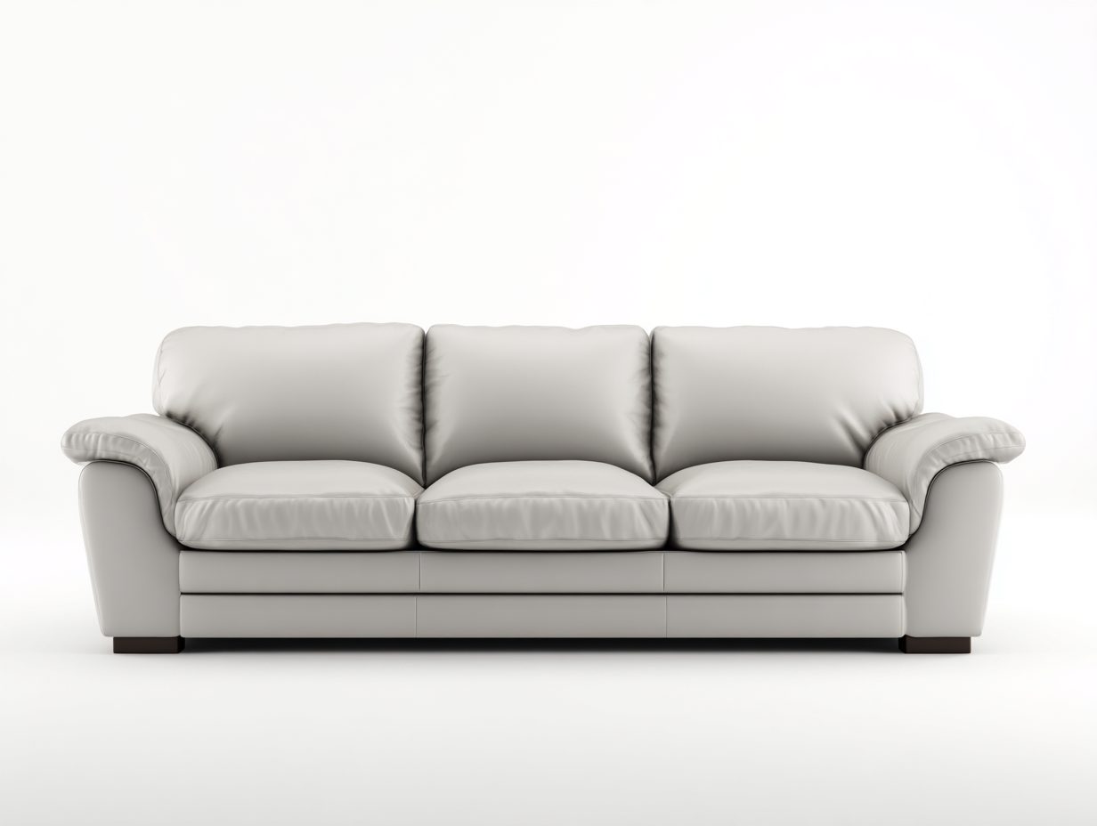 Canapé droit en similicuir gris clair 215x92x88 cm pour salon - assise rembourrée - design contemporain-Cottaloft
