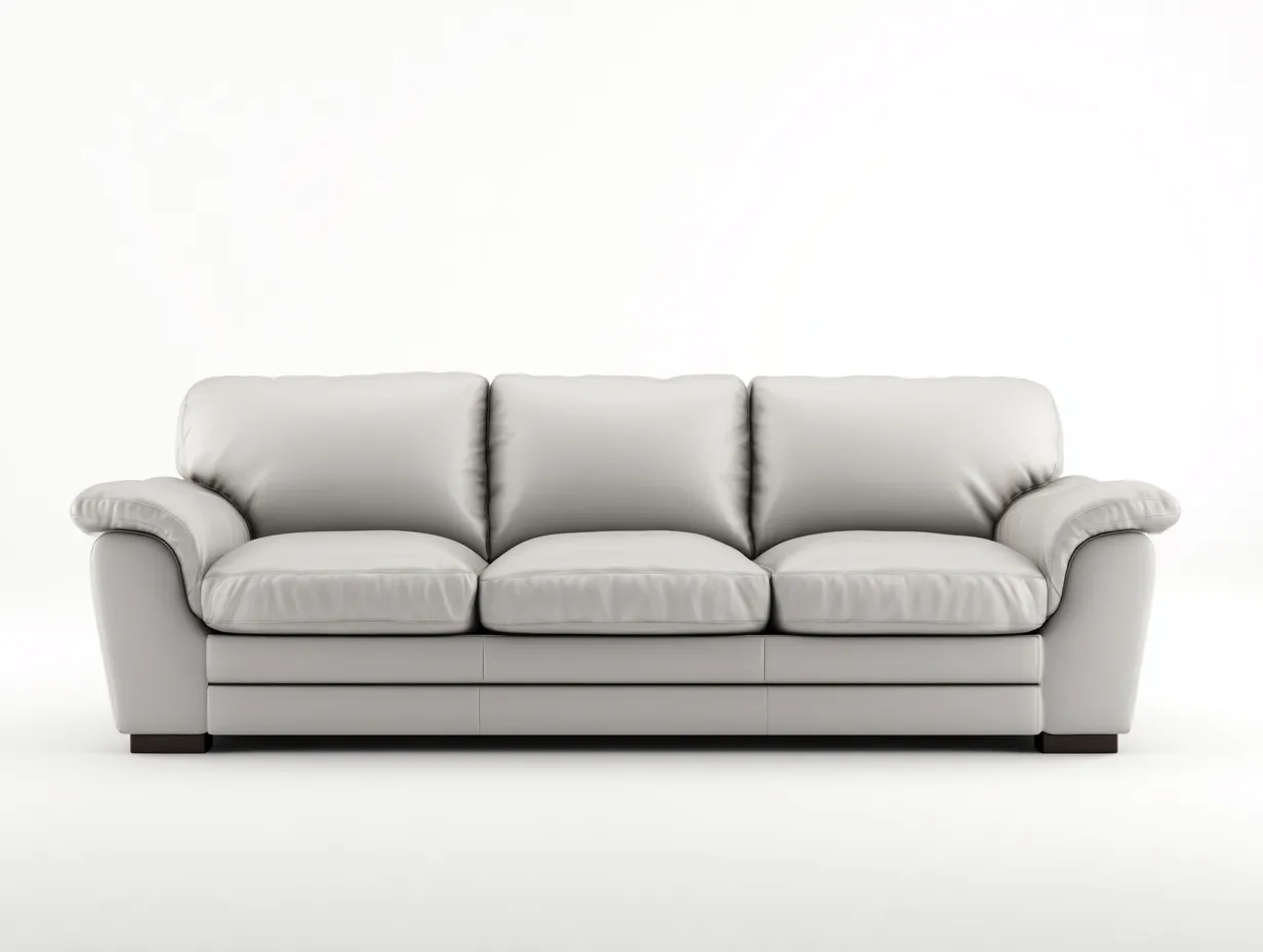 Canapé droit en similicuir gris clair 215x92x88 cm pour salon - assise rembourrée - design contemporain-Cottaloft