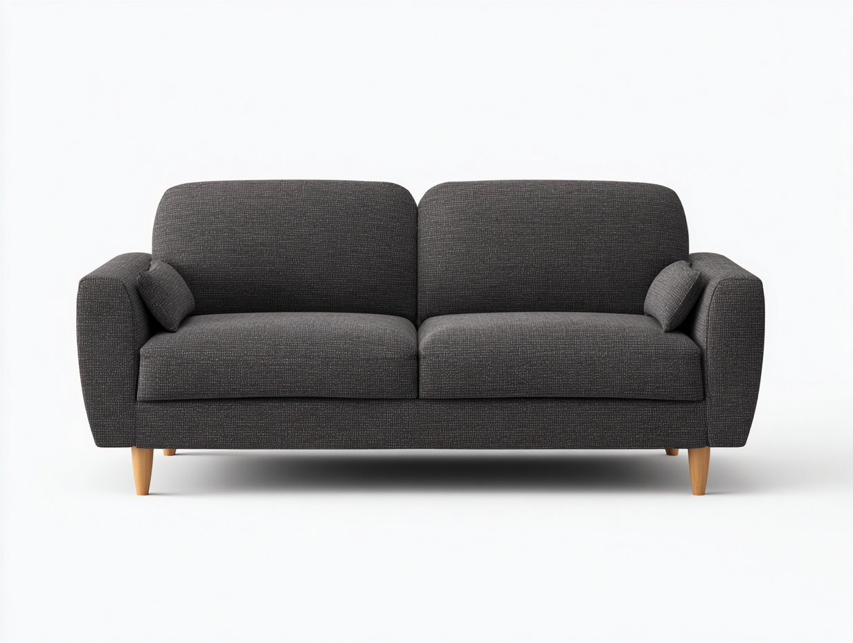 Canapé droit en tissu texturé gris foncé 190x88x84 cm pour salon - assise rembourrée - design moderne-Cottaloft