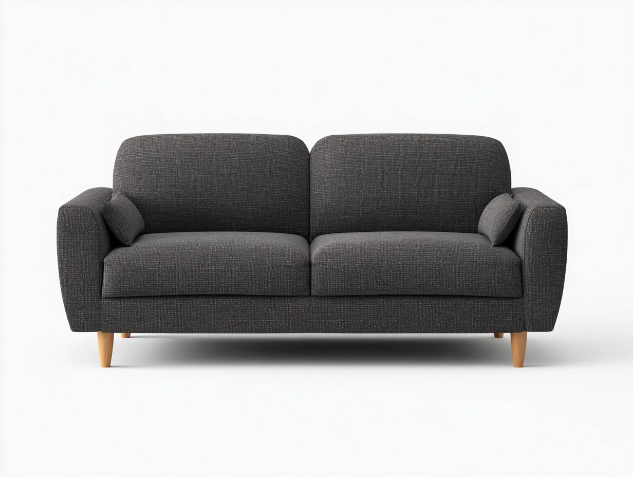 Canapé droit en tissu texturé gris foncé 190x88x84 cm pour salon - assise rembourrée - design moderne-Cottaloft