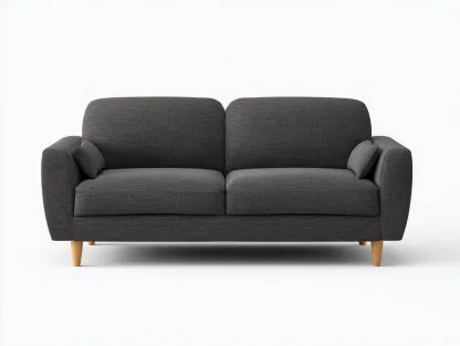 Canapé droit en tissu texturé gris foncé 190x88x84 cm pour salon - assise rembourrée - design moderne-Cottaloft