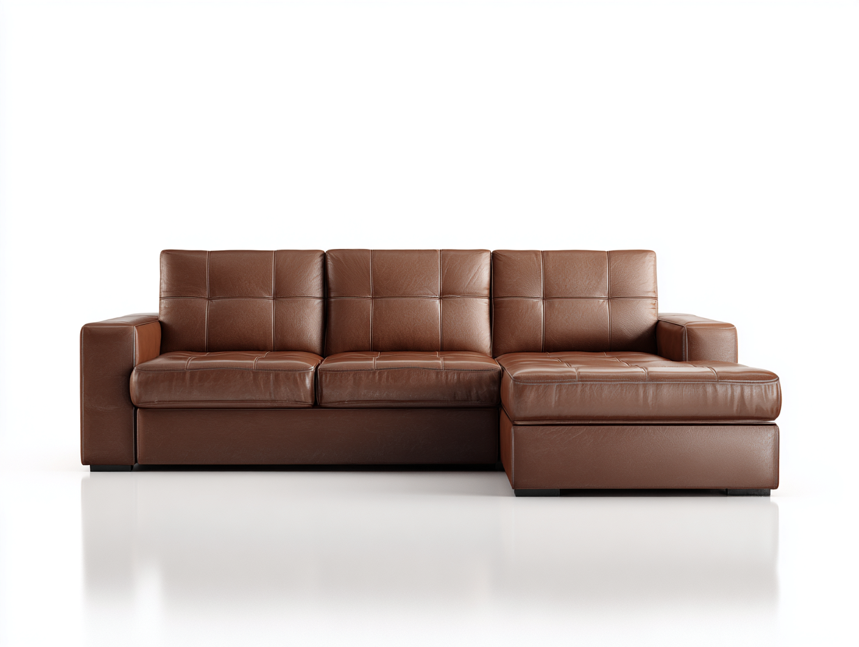 Canapé d'angle en similicuir marron 250x160x85 cm pour salon - méridienne intégrée - design moderne-Cottaloft