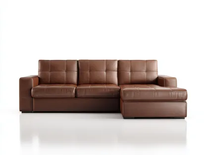 Canapé d'angle en similicuir marron 250x160x85 cm pour salon - méridienne intégrée - design moderne-Cottaloft