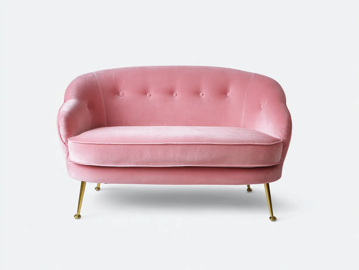 Canapé droit en velours rose 148x76x82 cm - pour salon - style moderne élégant-Cottaloft