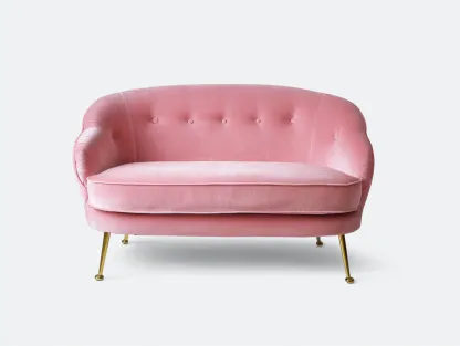 Canapé droit en velours rose 148x76x82 cm - pour salon - style moderne élégant-Cottaloft