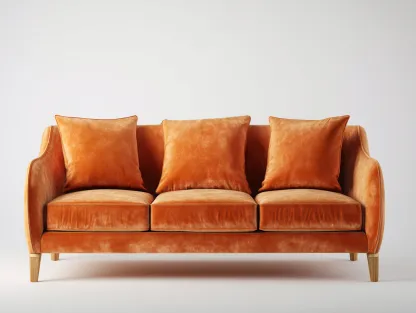 Canapé droit en velours orange 210x88x86 cm pour salon - assise rembourrée - design contemporain-Cottaloft
