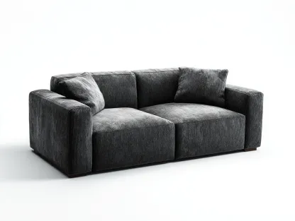 Canapé droit en tissu texturé gris foncé 185x92x78 cm pour salon - assise profonde - design moderne-Cottaloft
