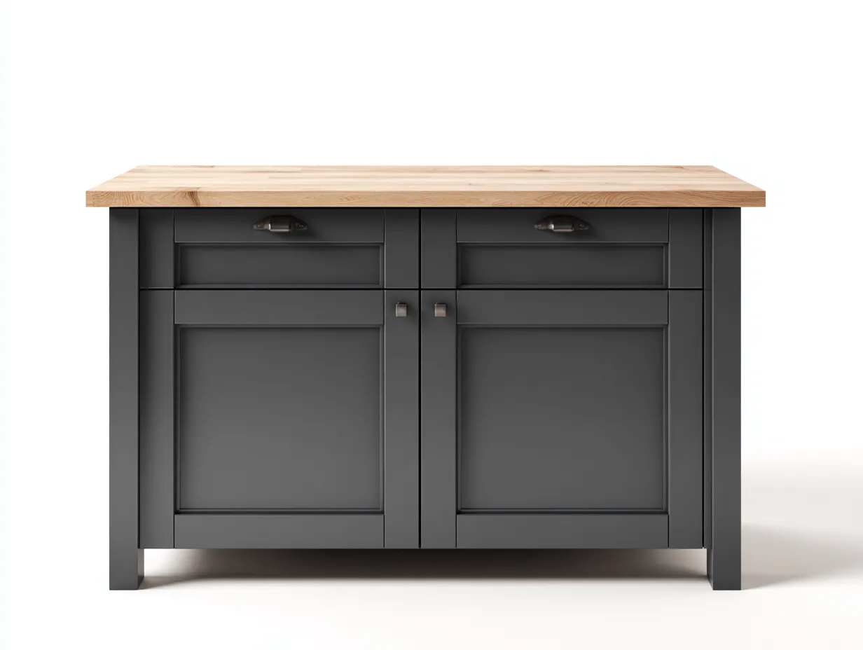 Buffet en bois pour salle à manger 100x45x90 cm - gris foncé et bois naturel - 2 portes 2 tiroirs - style classique-Loftgohaus