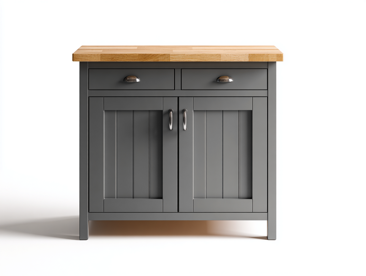 Buffet en bois pour salle à manger 90x45x92 cm - gris foncé et bois naturel - 2 portes 2 tiroirs - style classique-Loftgohaus