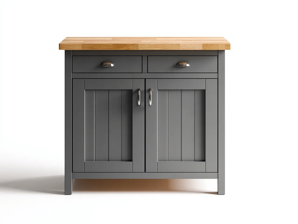 Buffet en bois pour salle à manger 90x45x92 cm - gris foncé et bois naturel - 2 portes 2 tiroirs - style classique-Loftgohaus