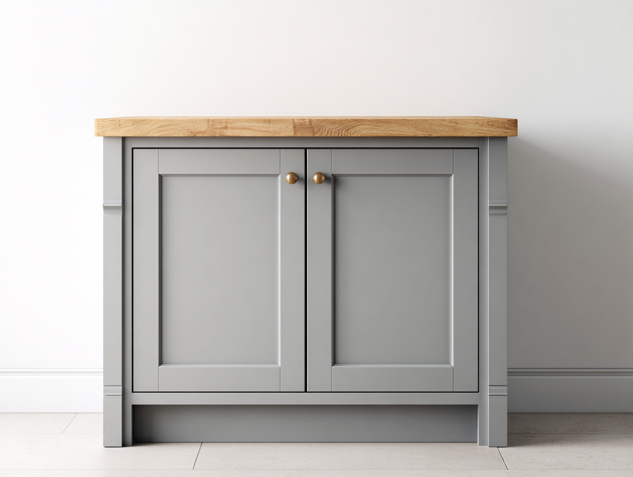 Buffet en bois pour salle à manger 100x45x88 cm - gris clair et bois naturel - 2 portes - style classique-Loftgohaus