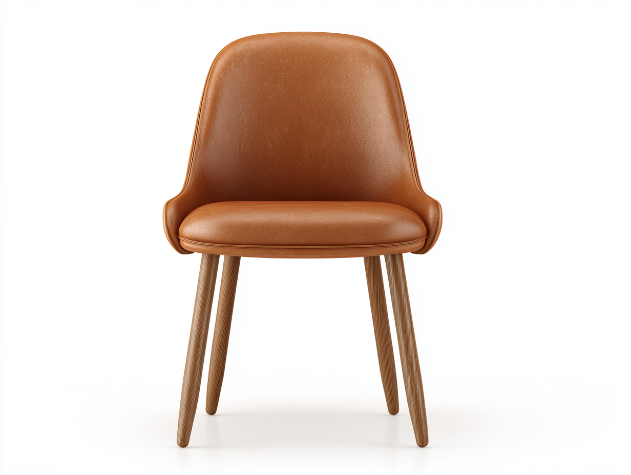 Chaise de salle à manger en similicuir avec pieds en bois 55x58x82 cm - marron cognac - adaptée à la salle à manger - style moderne-Loftgohaus