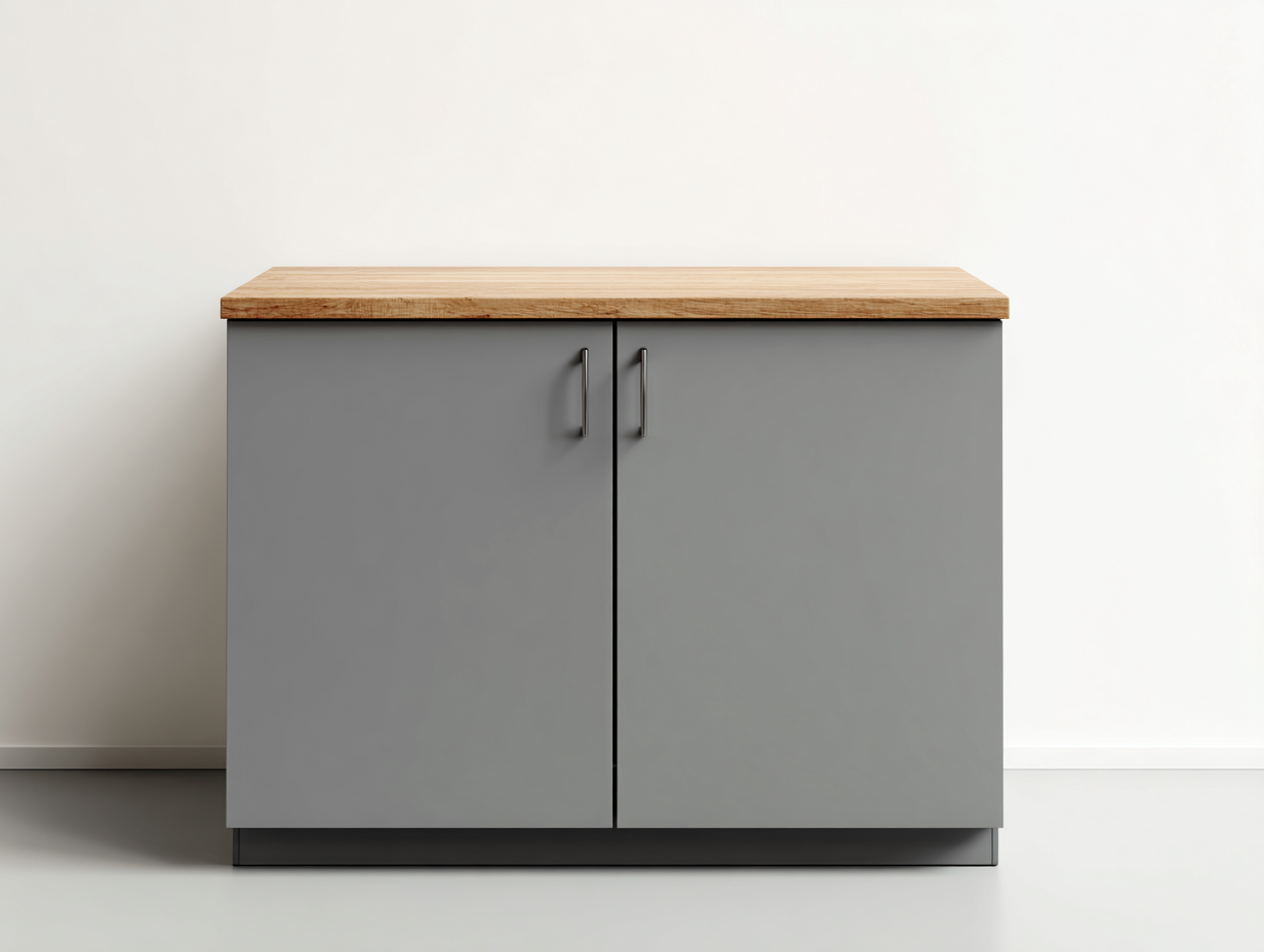Buffet en bois pour salle à manger 90x45x88 cm - gris clair et bois naturel - 2 portes - style moderne-Loftgohaus