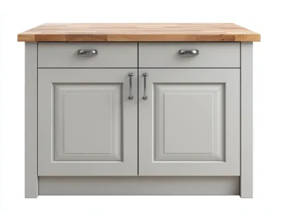 Buffet en bois pour salle à manger 100x45x90 cm - gris et bois naturel - 2 portes 2 tiroirs - style campagne-Loftgohaus
