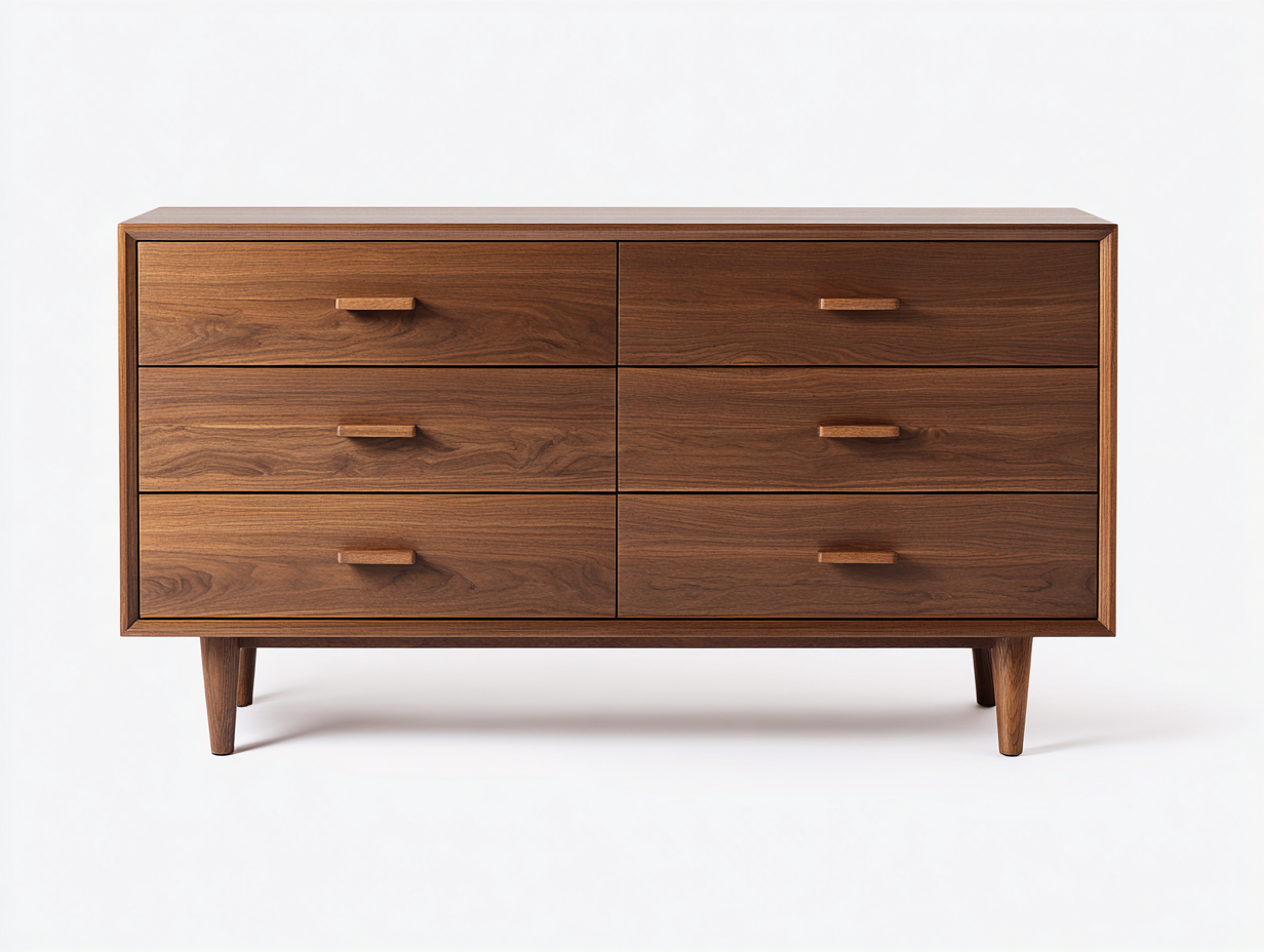 Commode en bois 148x44x79 cm - brun noyer - rangement chambre style moderne-Loftgohaus