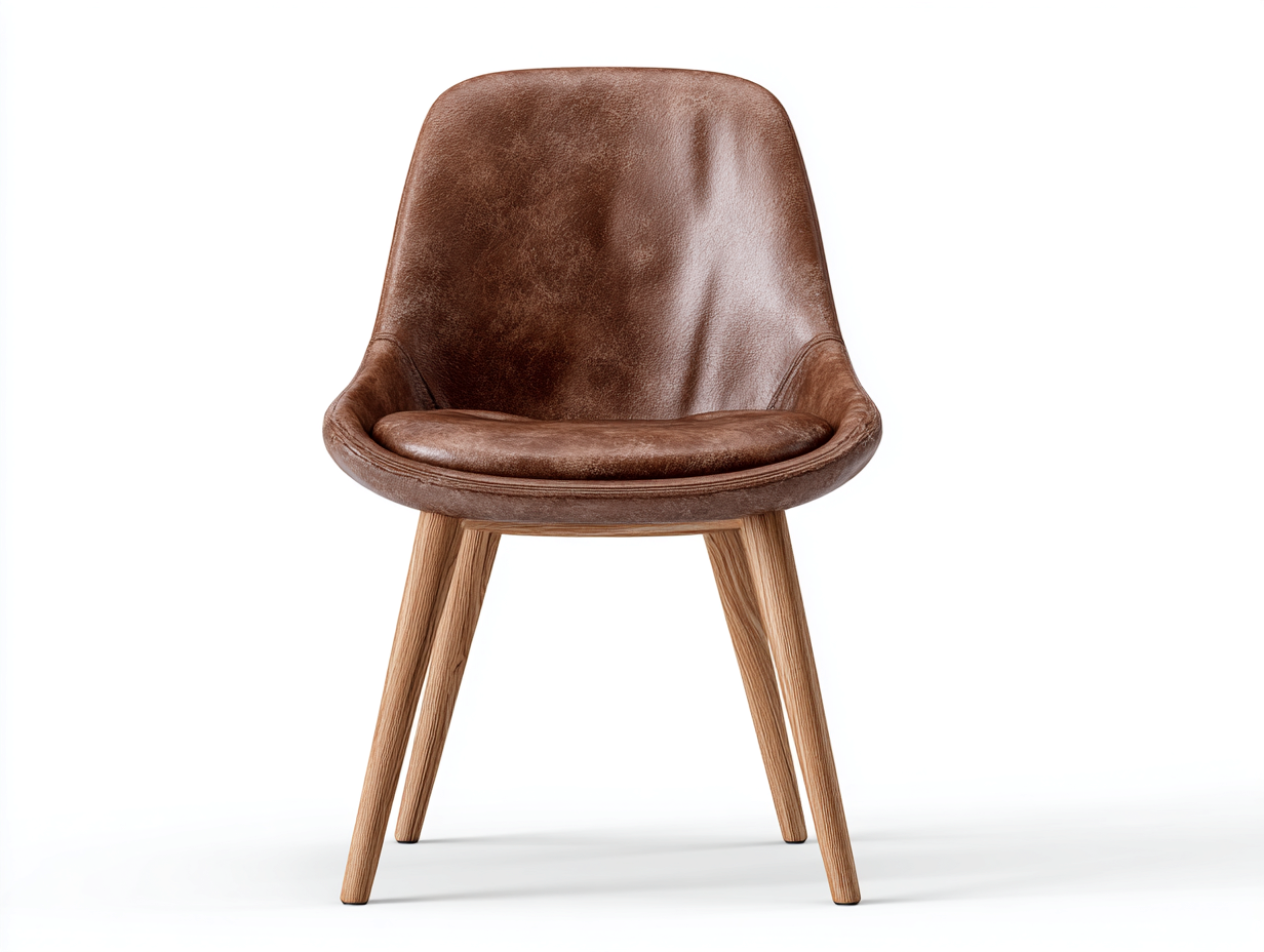 Chaise de salle à manger en similicuir avec pieds en bois 56x59x84 cm - marron foncé - adaptée à la salle à manger - style moderne-Loftgohaus