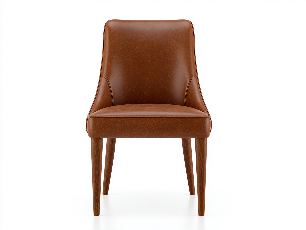 Chaise de salle à manger en similicuir avec pieds en bois 50x55x84 cm - marron cognac - adaptée à la salle à manger - style moderne-Loftgohaus