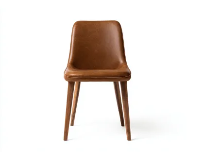Chaise de salle à manger en similicuir avec pieds en bois 50x56x84 cm - marron foncé - adaptée à la salle à manger - style moderne-Loftgohaus
