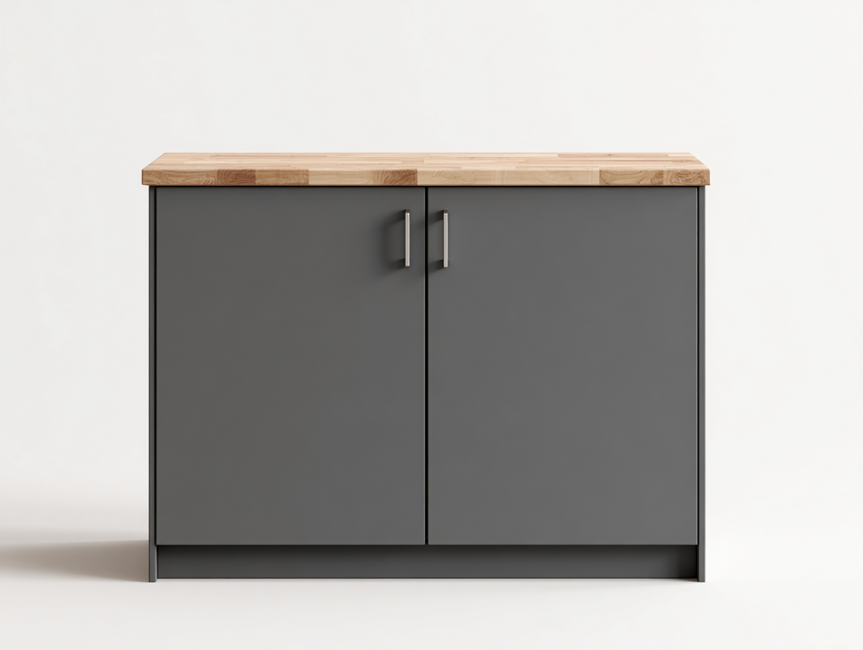 Buffet en bois pour salle à manger 100x45x88 cm - gris foncé et bois naturel - 2 portes - style moderne-Loftgohaus