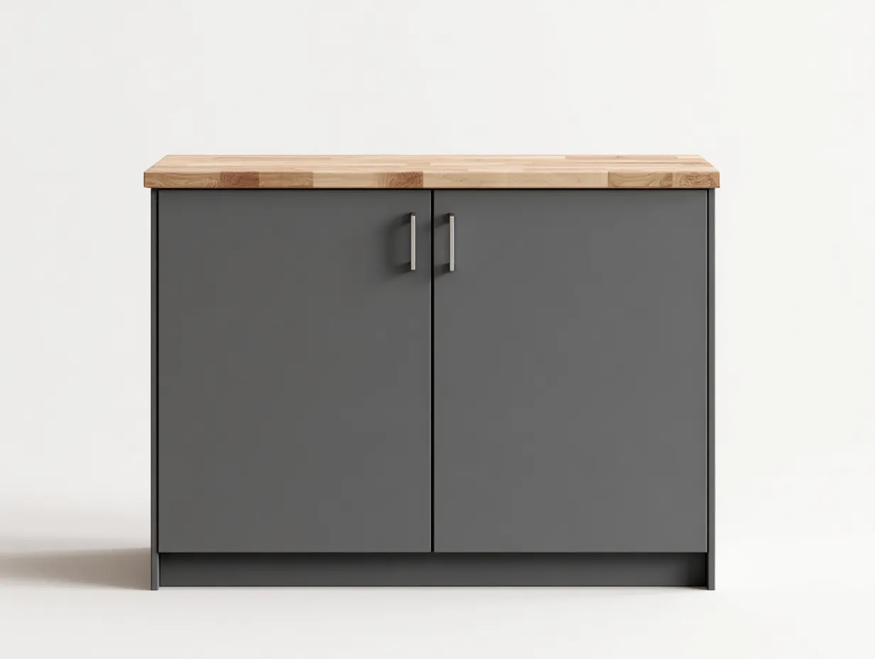 Buffet en bois pour salle à manger 100x45x88 cm - gris foncé et bois naturel - 2 portes - style moderne-Loftgohaus