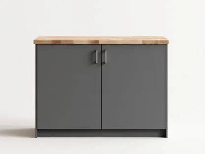 Buffet en bois pour salle à manger 100x45x88 cm - gris foncé et bois naturel - 2 portes - style moderne-Loftgohaus