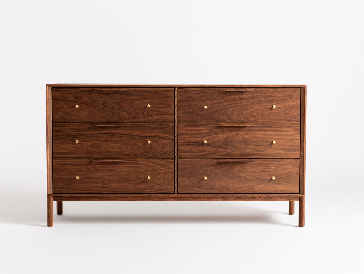 Commode en bois pour chambre 160x45x80 cm - marron foncé - 6 tiroirs - style contemporain-Loftgohaus