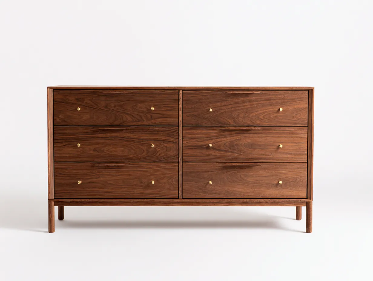 Commode en bois pour chambre 160x45x80 cm - marron foncé - 6 tiroirs - style contemporain-Loftgohaus