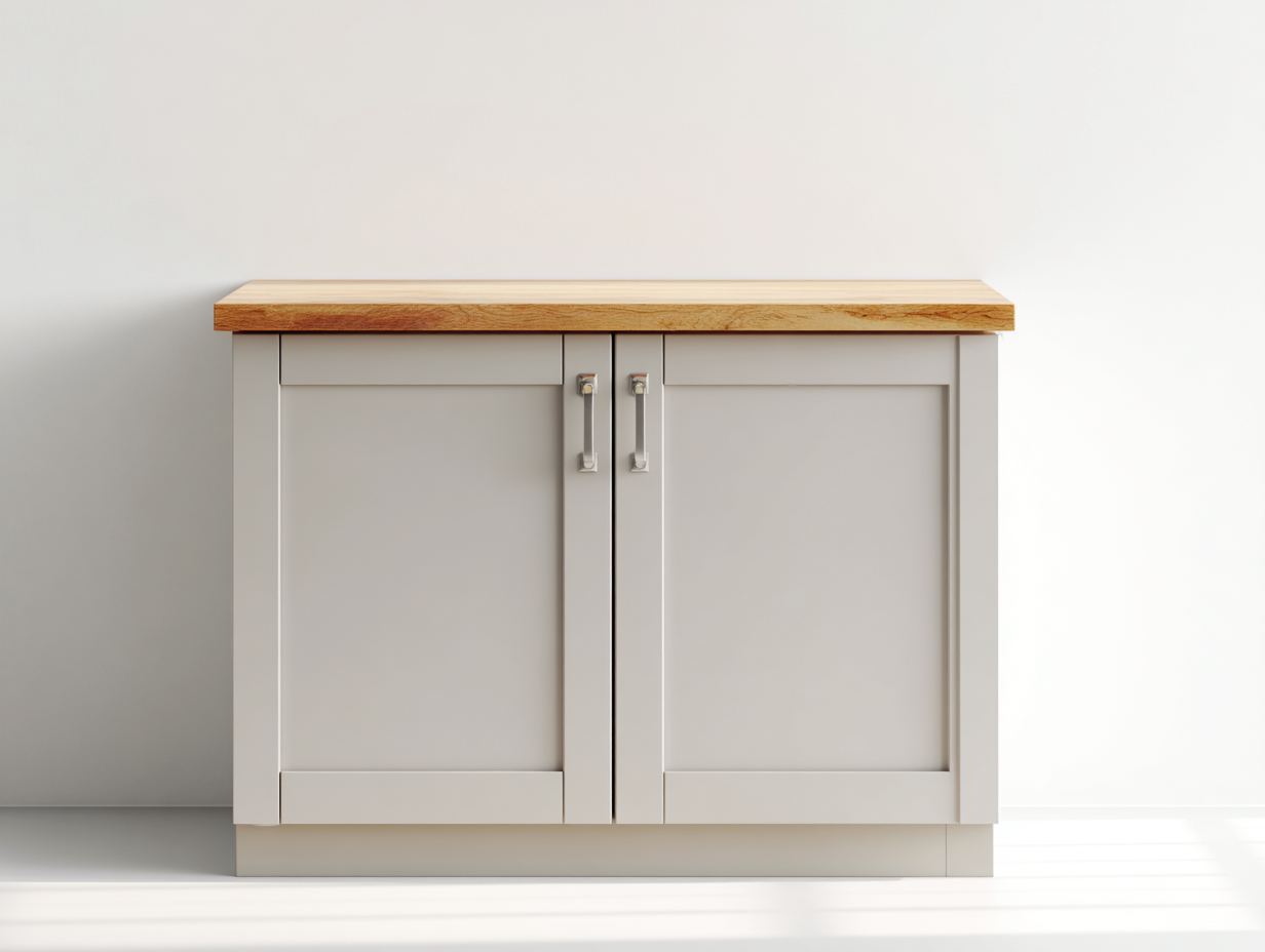 Buffet en bois pour salle à manger 90x45x88 cm - gris clair et bois naturel - 2 portes - style moderne-Loftgohaus