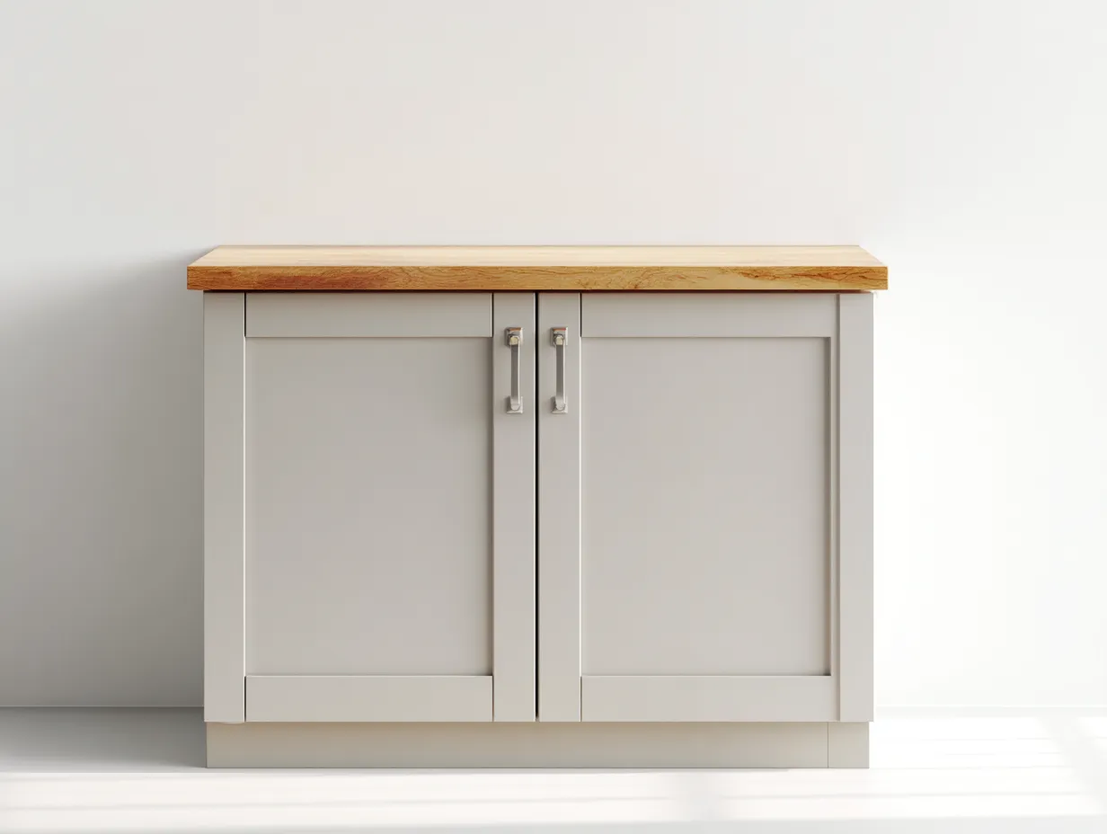 Buffet en bois pour salle à manger 90x45x88 cm - gris clair et bois naturel - 2 portes - style moderne-Loftgohaus