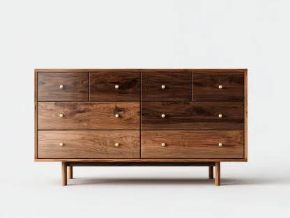 Commode en bois 160x45x82 cm - brun noyer - rangement chambre style rétro moderne-Loftgohaus