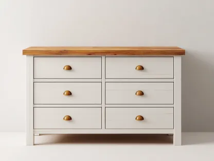 Commode en bois pour chambre 140x45x82 cm - blanc et bois naturel - 6 tiroirs - style campagne-Loftgohaus