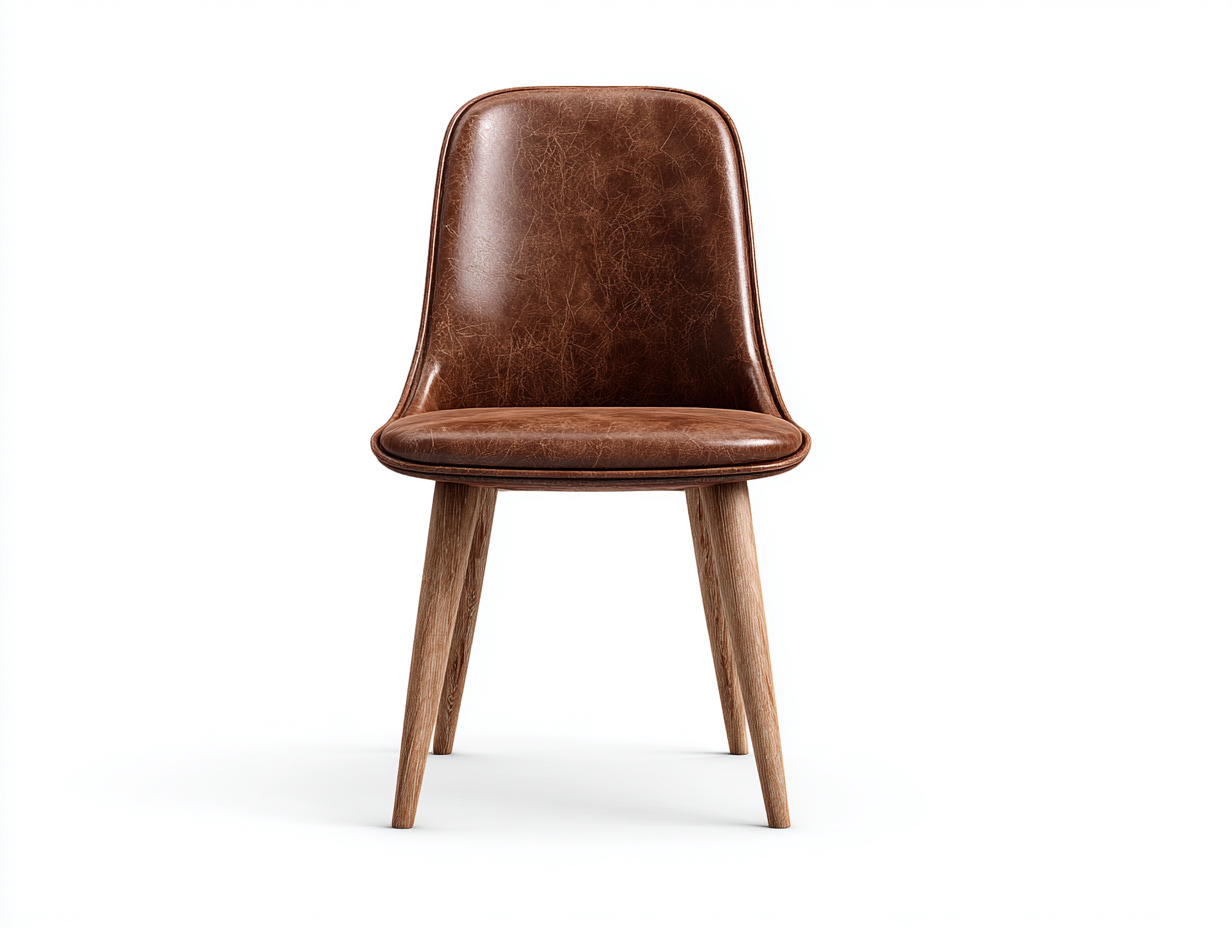 Chaise de salle à manger en similicuir avec pieds en bois 50x56x84 cm - marron foncé - adaptée à la salle à manger - style moderne-Loftgohaus