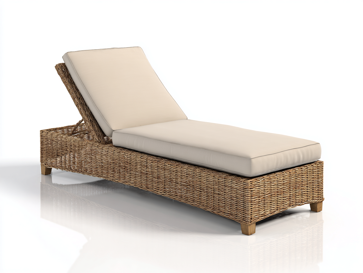 Bain de soleil adapté pour extérieur rotin 195x70x80 cm beige - dossier réglable design moderne-Nestmybay