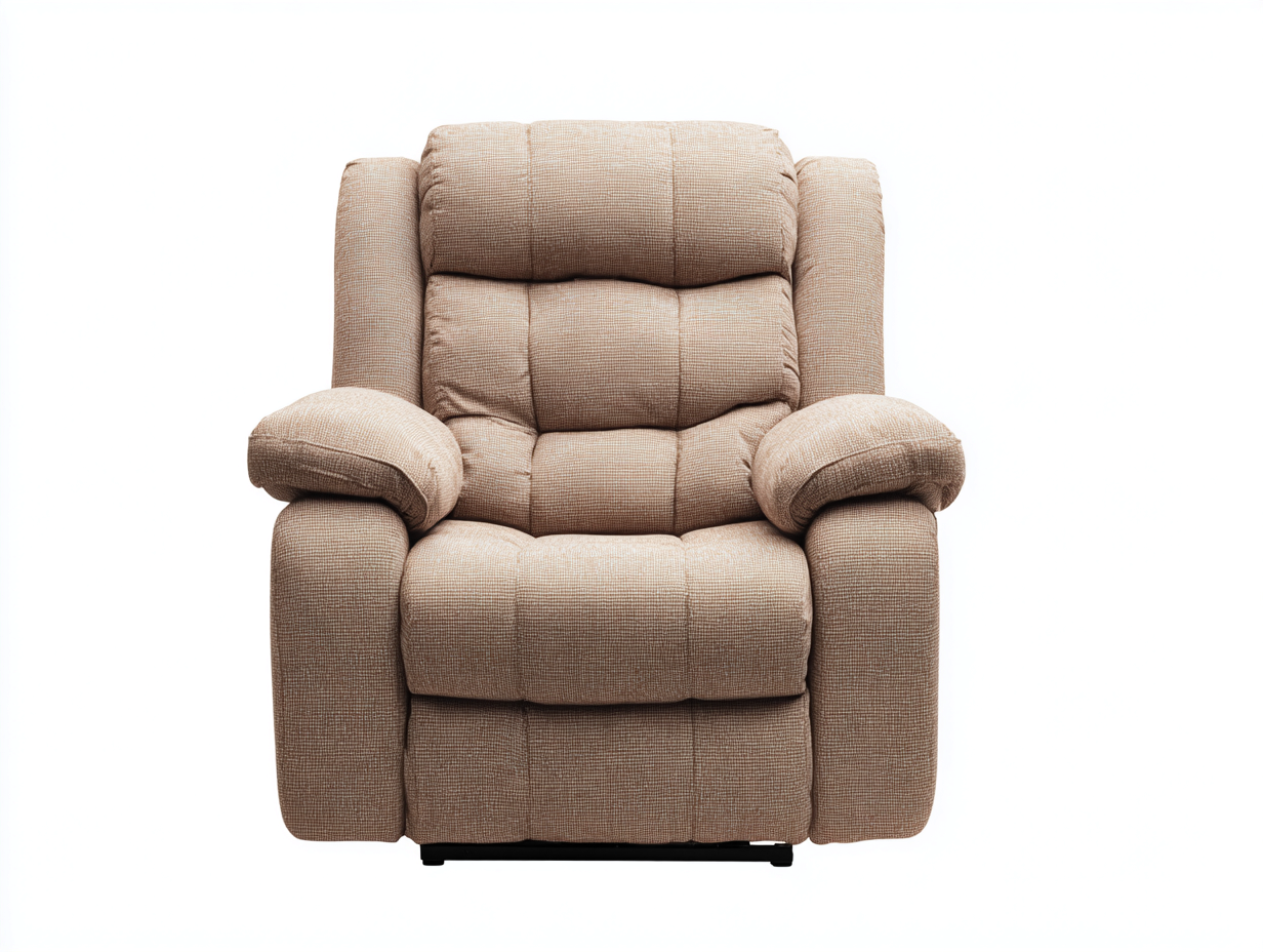 Fauteuil relax en tissu beige 98x92x88 cm pour salon - assise profonde et accoudoirs arrondis - style contemporain-Nestmybay