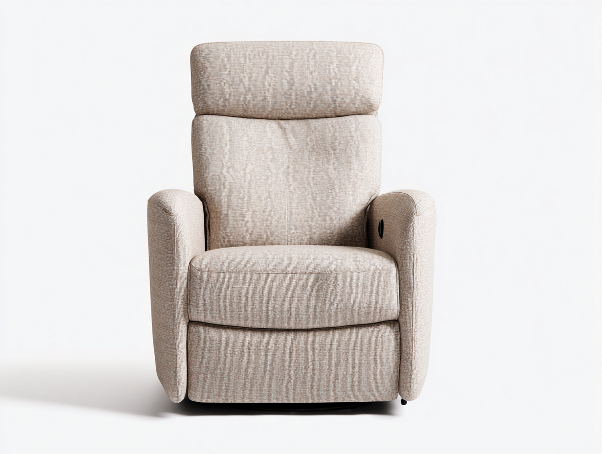 Fauteuil relax en tissu beige 84x90x108 cm pour salon - dossier haut et assise profonde - style contemporain-Nestmybay