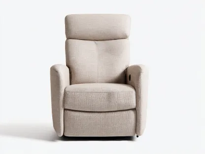 Fauteuil relax en tissu beige 84x90x108 cm pour salon - dossier haut et assise profonde - style contemporain-Nestmybay