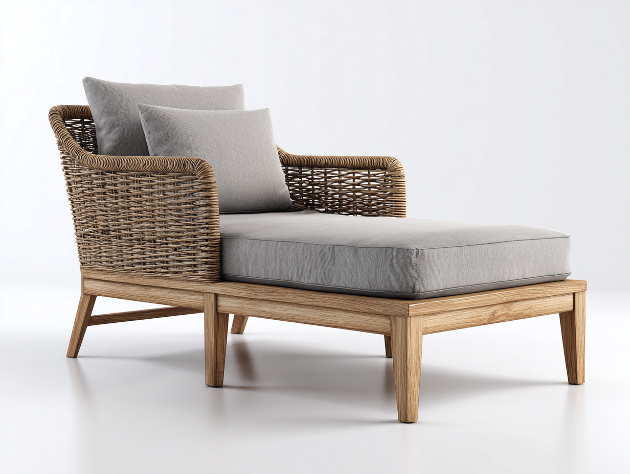 Bain de soleil adapté pour extérieur rotin bois massif 190x75x85 cm gris - design moderne avec accoudoirs-Nestmybay