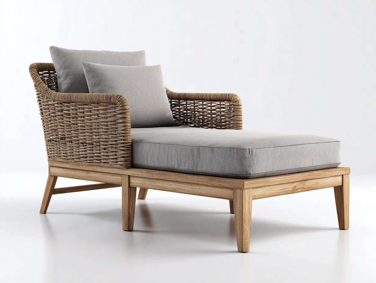 Bain de soleil adapté pour extérieur rotin bois massif 190x75x85 cm gris - design moderne avec accoudoirs-Nestmybay
