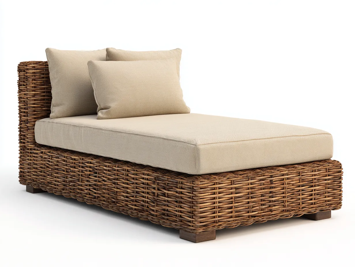 Bain de soleil en résine tressée beige et marron 170x78x72 cm pour jardin - style naturel et confort extérieur-Nestmybay