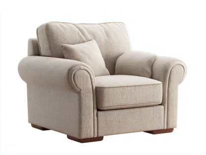 Fauteuil relax en tissu beige 98x92x88 cm pour salon - assise profonde et accoudoirs arrondis - style contemporain-Nestmybay